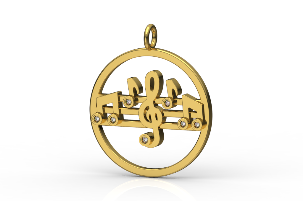 Music Note Round Pendant With Treble Clef