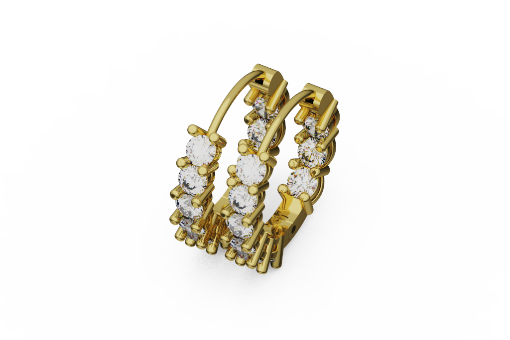 Round Diamond Huggies Earrings With Hinged Backs