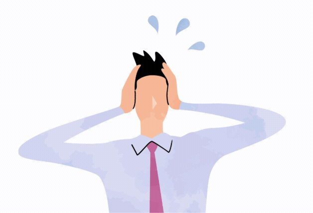 運用が回らなくて焦っている男性のイラスト