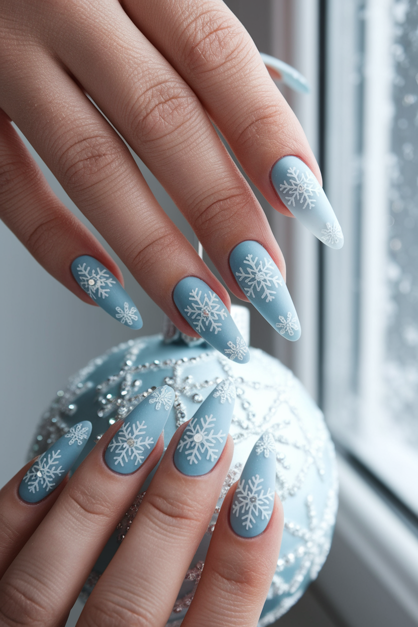 5. Delicate Snowflake Nails