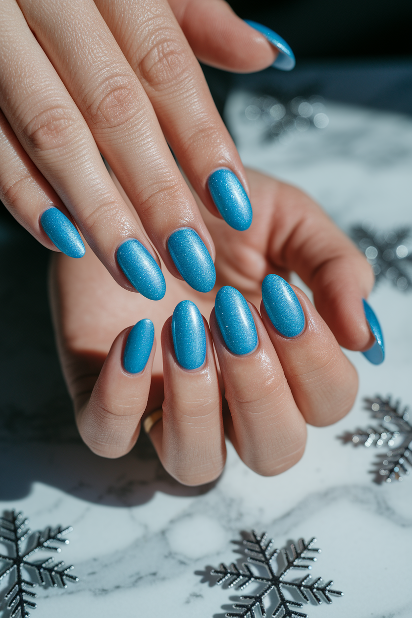 7. Dreamy Icy Blue Nails