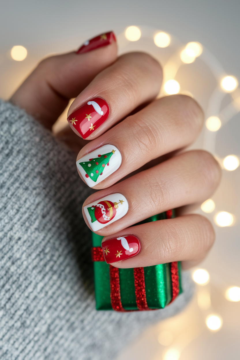 2. Cheerful Christmas Nails
