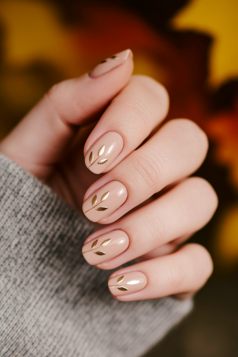 6. Elegant Leafy Nails