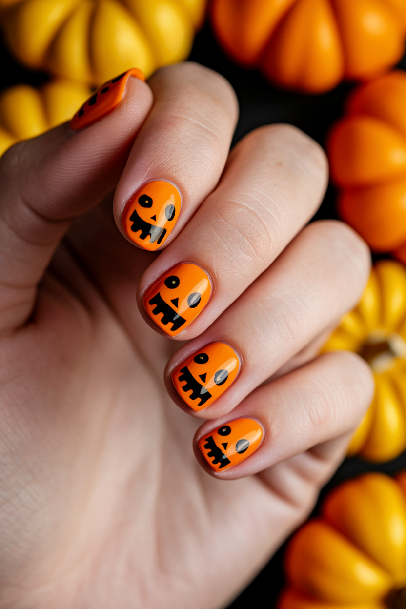 3. Adorable Pumpkin Nails