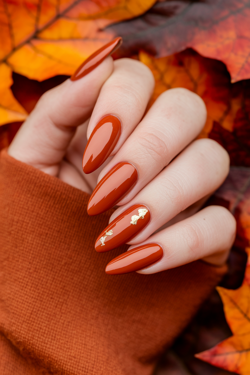 15. Vibrant Burnt Orange Nails