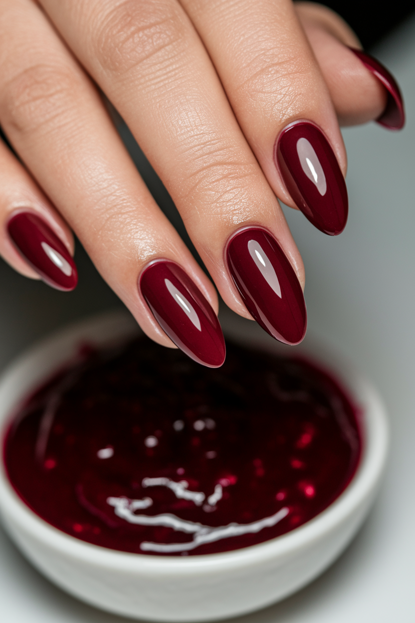16. Bold Cranberry Nails