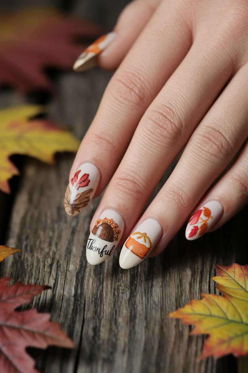 2. Artistic Thanksgiving Nail Art