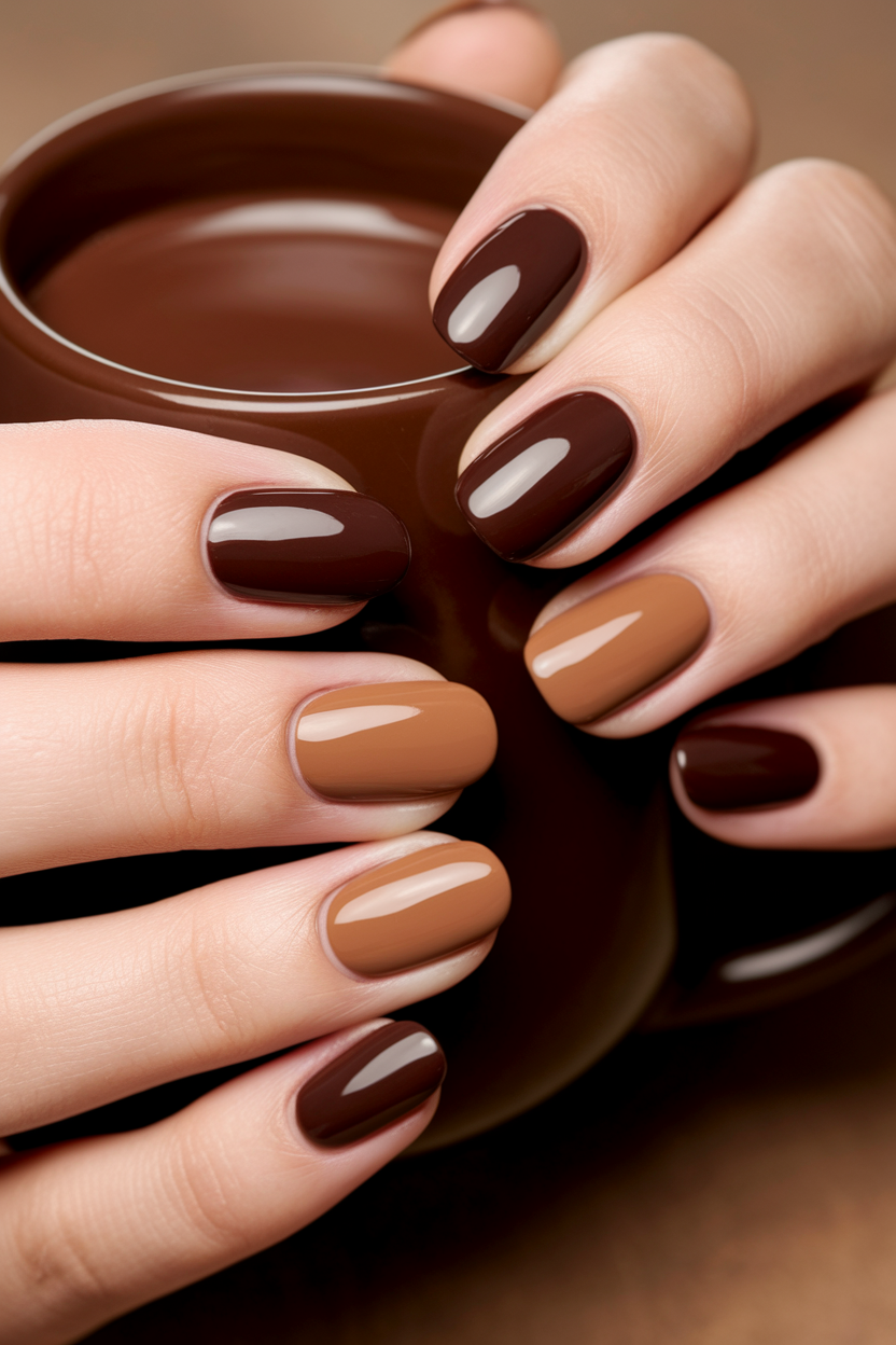 19. Earthy Brown Nails