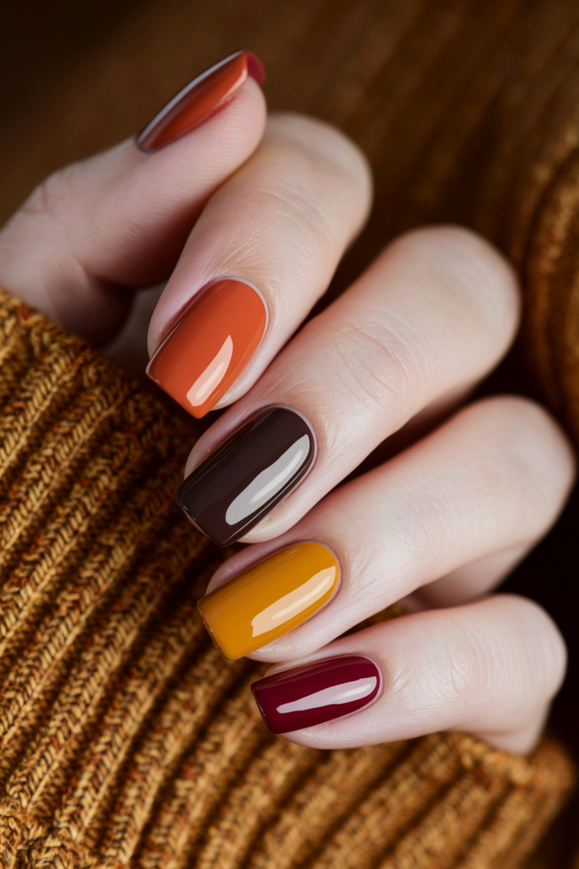 1. Classic Thanksgiving Nails
