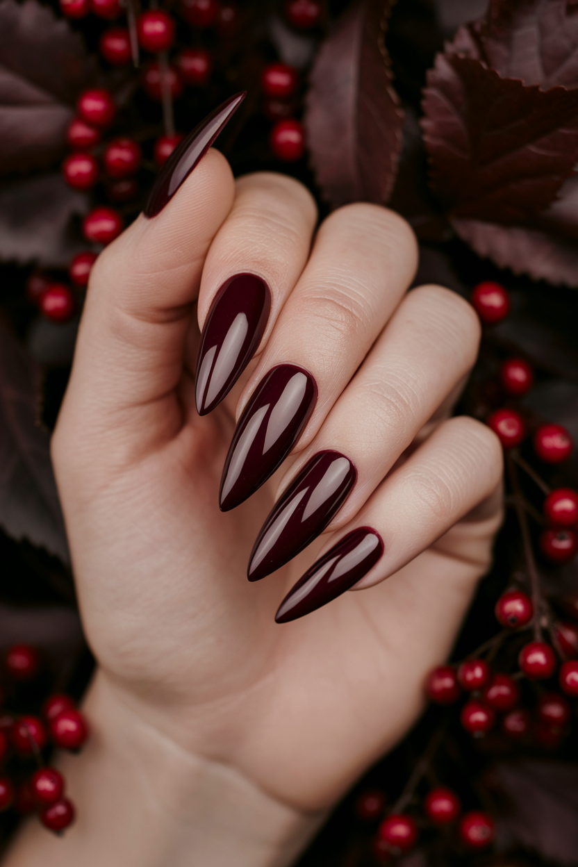 23. Deep Maroon Nails