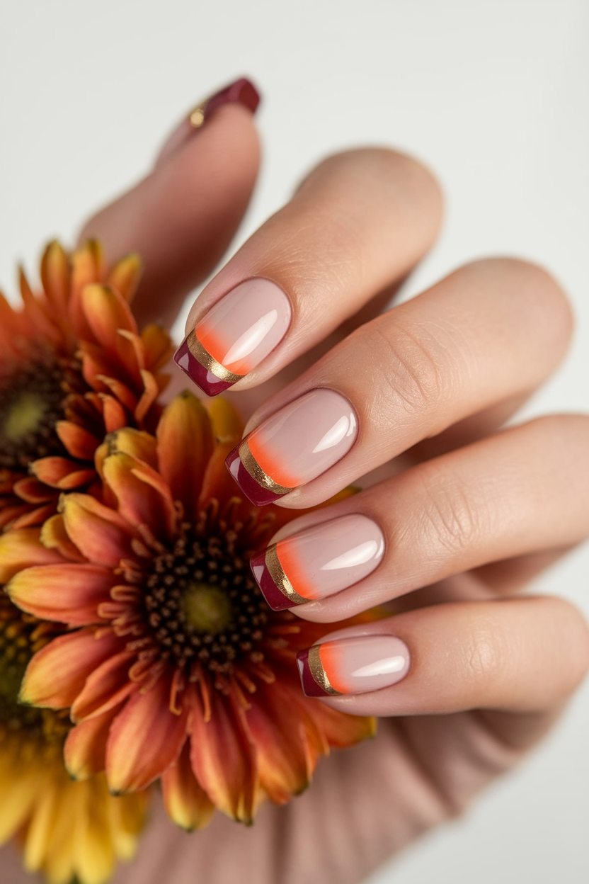 21. Creative Autumn French Tips