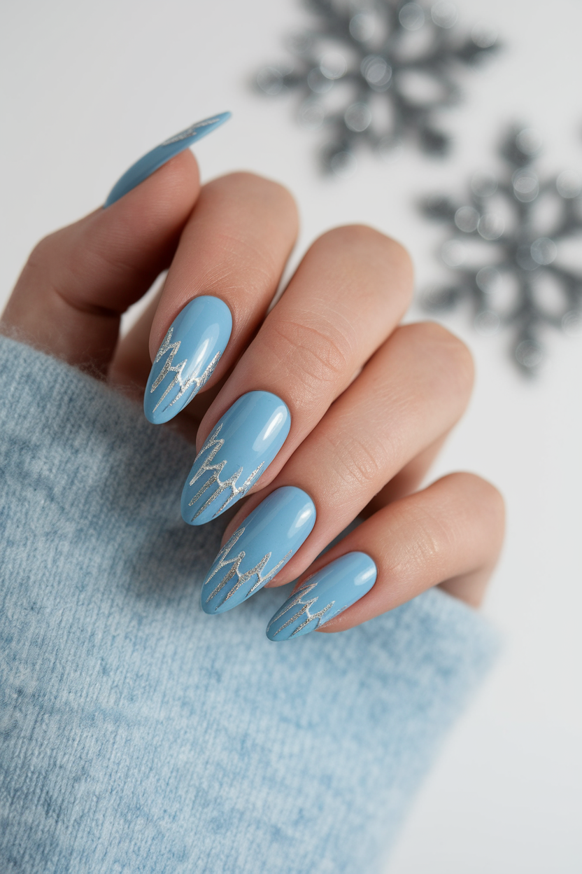 40 Stunning Christmas Nails to Rock This Holiday Season 24. Enchanting Icy Blue Nails