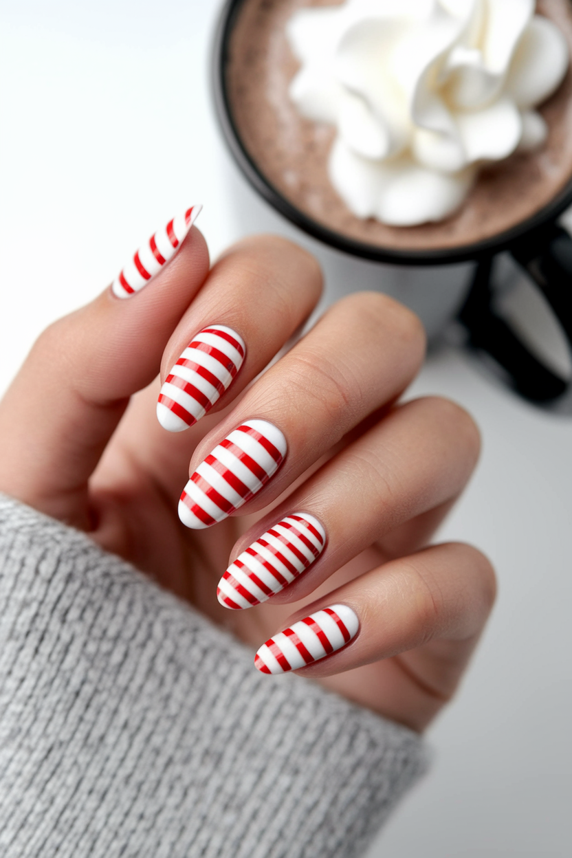 40 Stunning Christmas Nails to Rock This Holiday Season 10. Sweet Candy Cane Nails