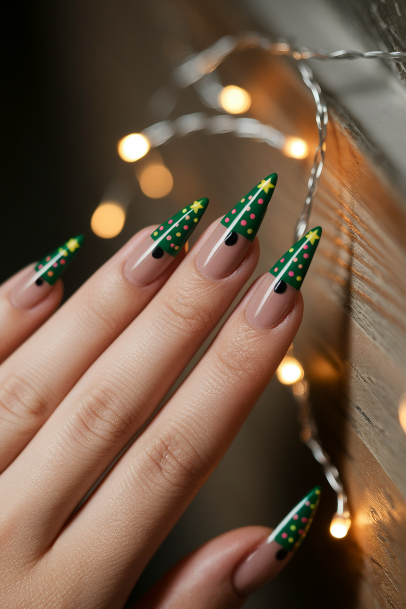 40 Stunning Christmas Nails to Rock This Holiday Season 11. Festive Christmas Tree Nails