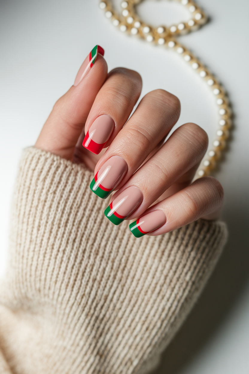 40 Stunning Christmas Nails to Rock This Holiday Season 8. Sophisticated Christmas French Tip Nails
