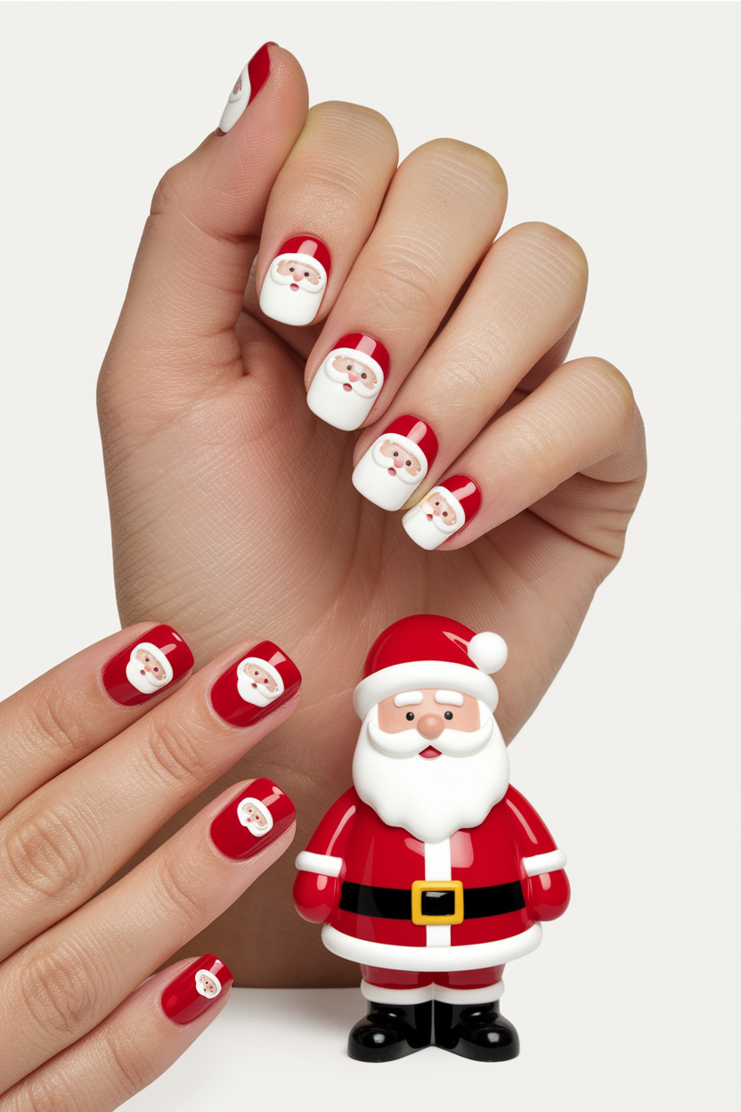 40 Stunning Christmas Nails to Rock This Holiday Season 18. Jolly Santa Nails