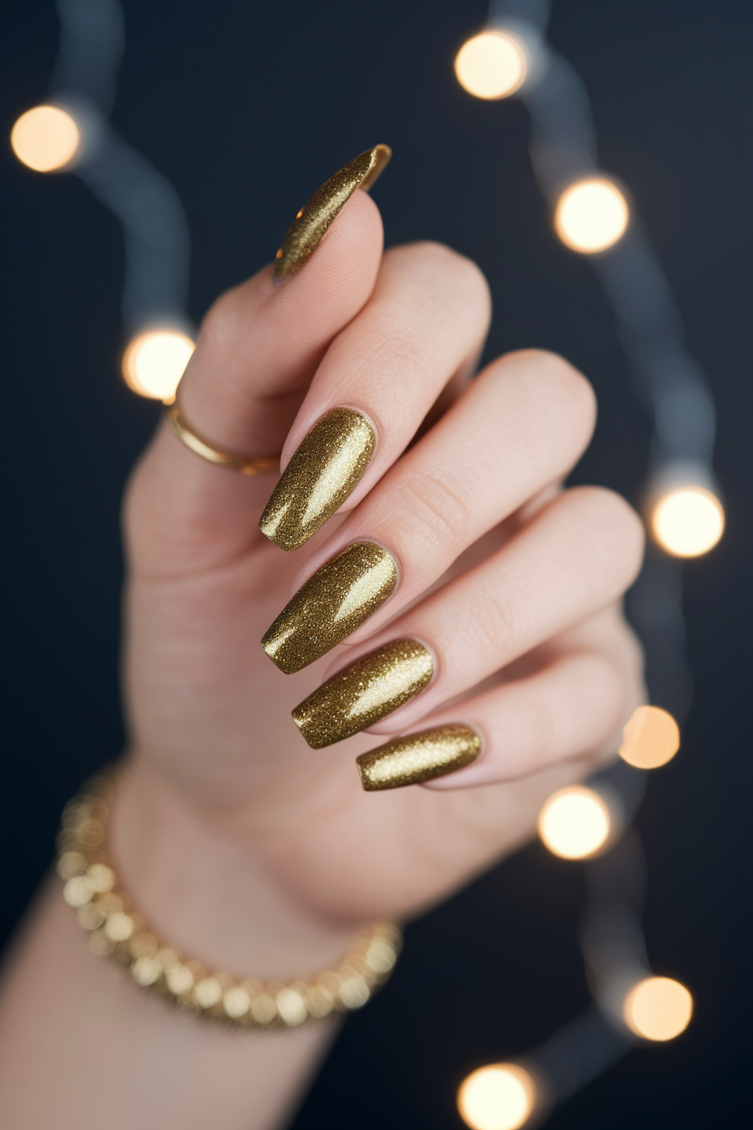 15 Trending November Nail Looks You Need to Try This Season 6. Glimmering Gold Shimmer Nails