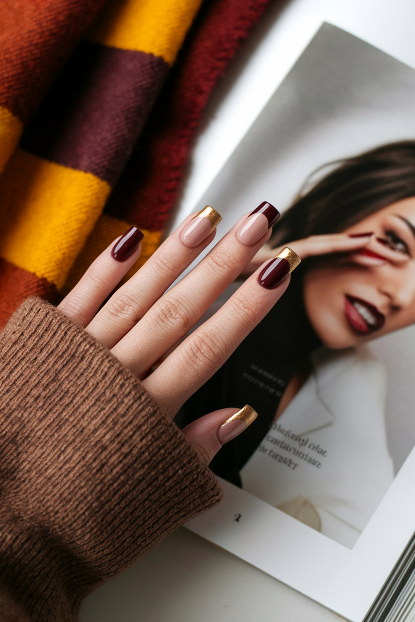 15 Trending November Nail Looks You Need to Try This Season 12. Creative Multi-Colored French Tips