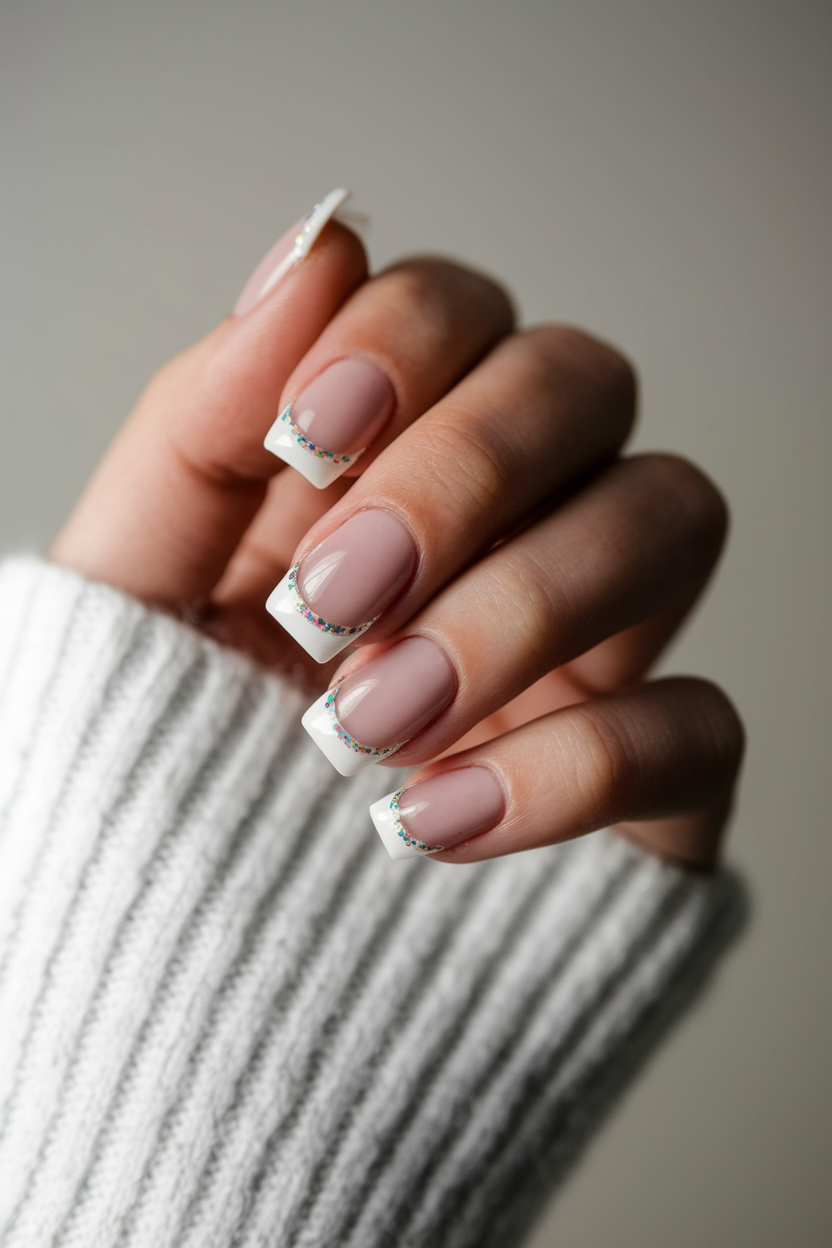 30 Gorgeous December and Winter Holiday Nails to Try This Season 5. Sophisticated Snowy French Tip Nails