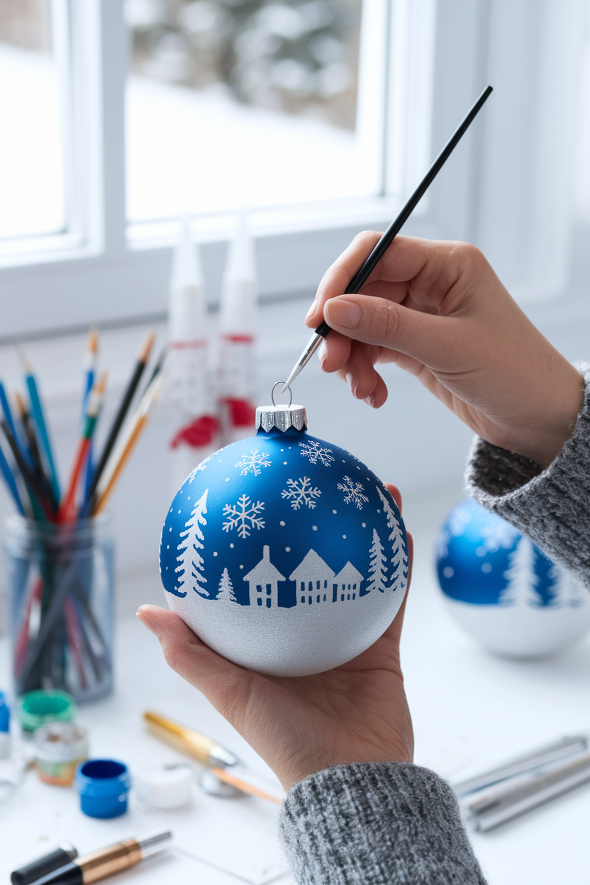9. Vibrant Painted Christmas Decorations