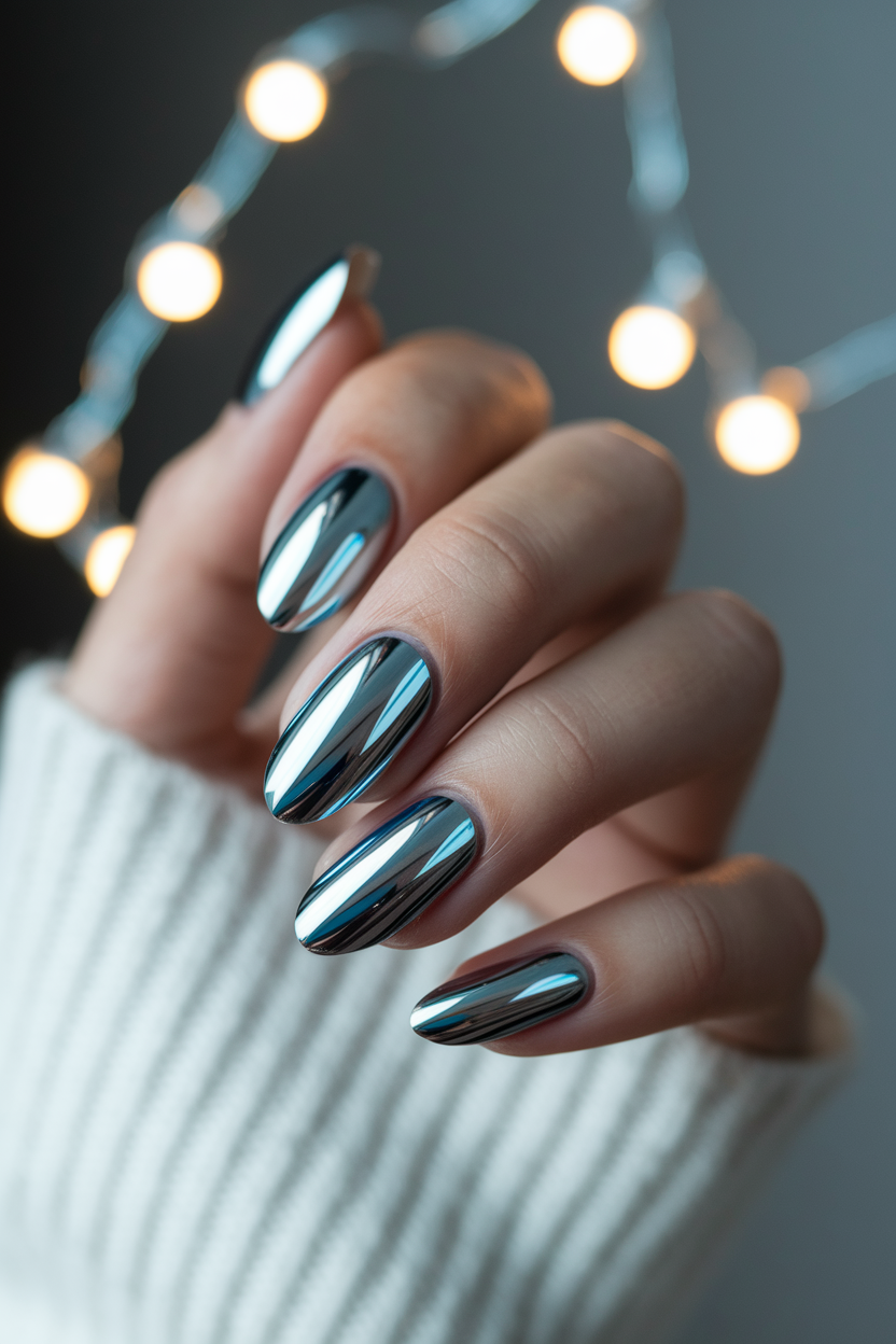 6. Mesmerizing Icy Blue Chrome Nails