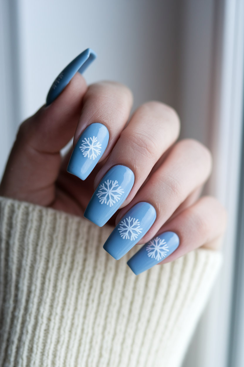 4. Delicate Snowflake Nails