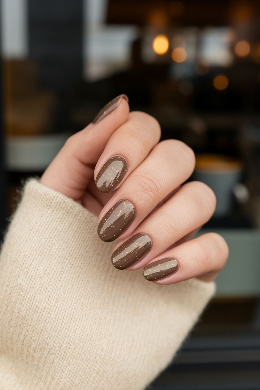 12. Trendy Mocha Nails