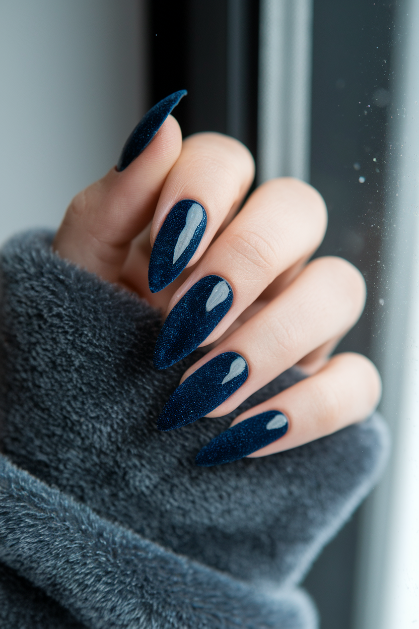 7. Luxurious Velvet Winter Nails