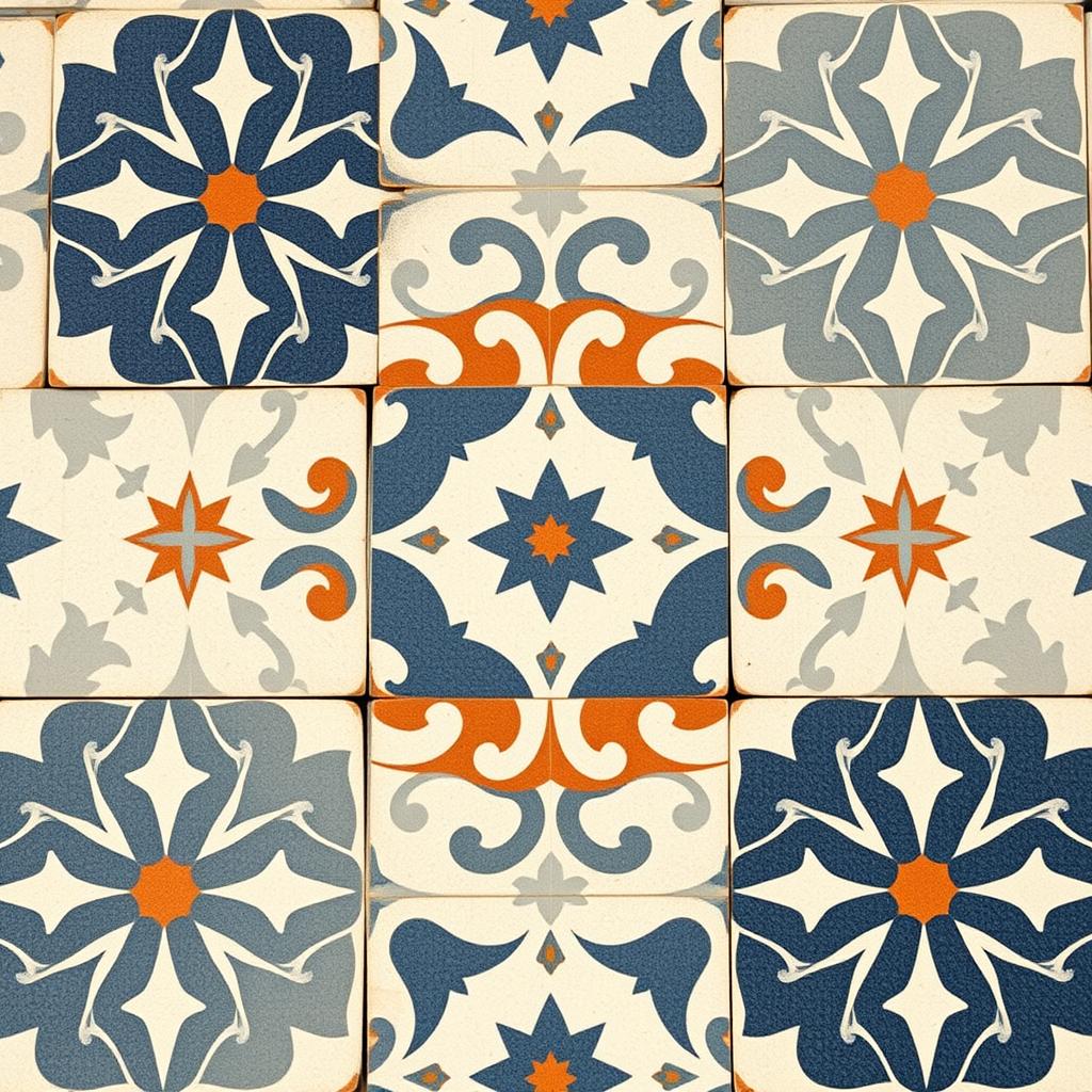 Vintage-patterned tile or peel-and-stick alternative for European cottage bathroom floors