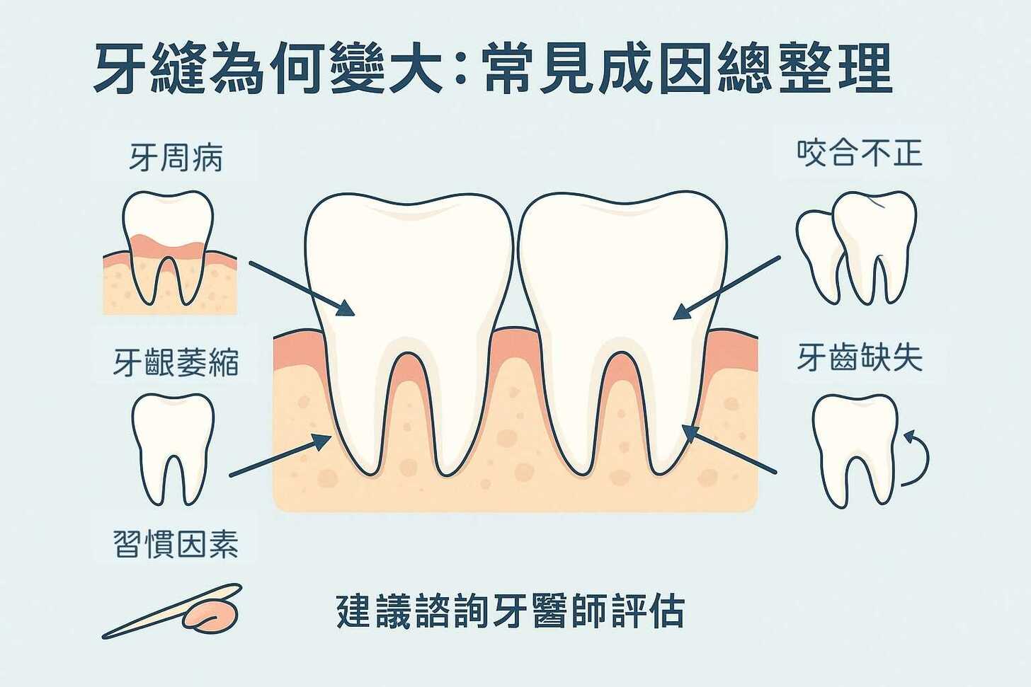 牙縫太大怎麼辦?深入了解牙縫大的4大原因與改善方式 牙齦退縮與黑三角,牙縫變大常見原因