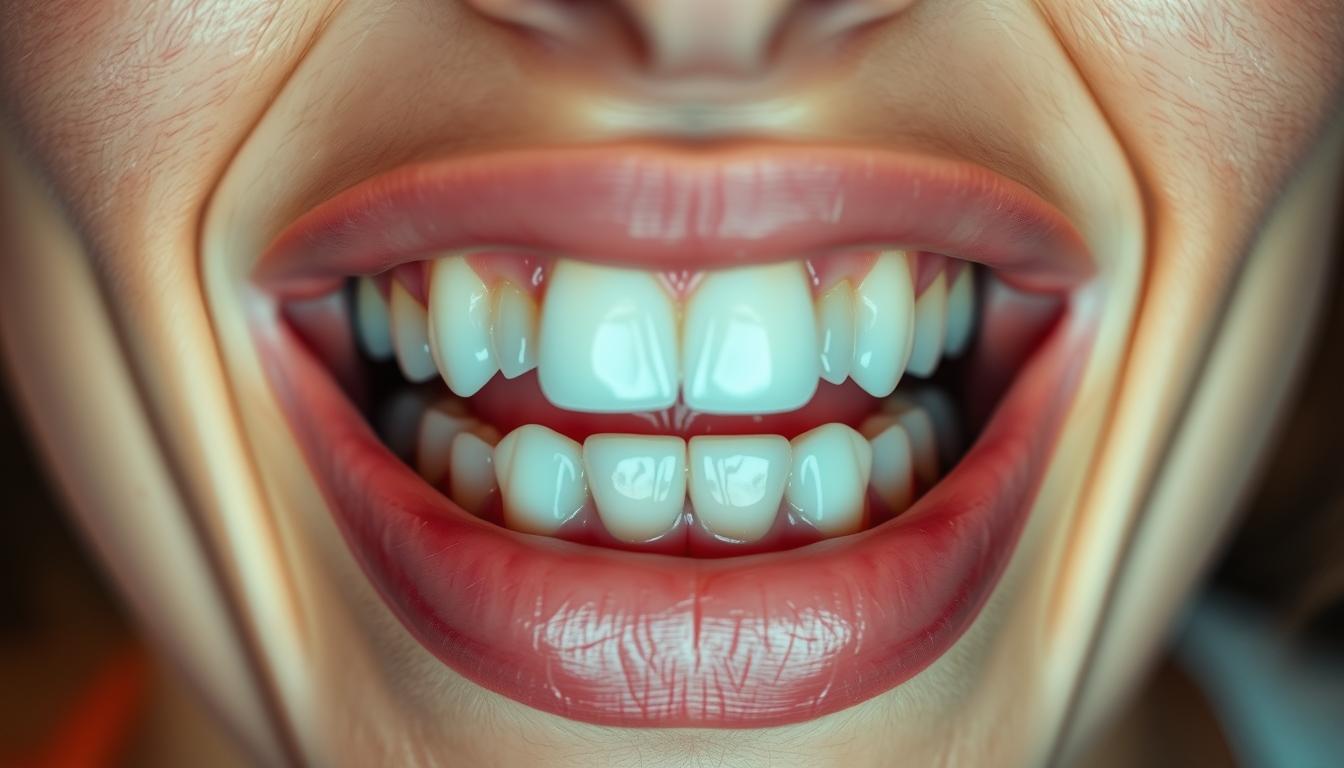 植牙後多久可以抽菸?術後恢復與注意事項 A vibrant, detailed close-up image of a healthy, glowing human mouth and teeth after quitting smoking, captured under soft, warm lighting with a shallow depth of field. The teeth are pearly white, the gums are pink and firm, and the tongue appears clean and moist. The image conveys a sense of renewed oral health, vitality, and the positive long-term benefits of kicking the smoking habit. The composition highlights the transformative effects on the mouth, gums, and teeth, emphasizing the importance of quitting smoking for overall dental and oral wellbeing.