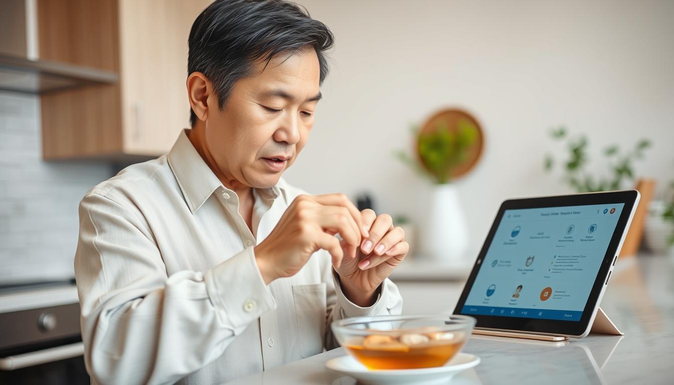 現代人在日常生活中使用龜鹿二仙膠保健的場景