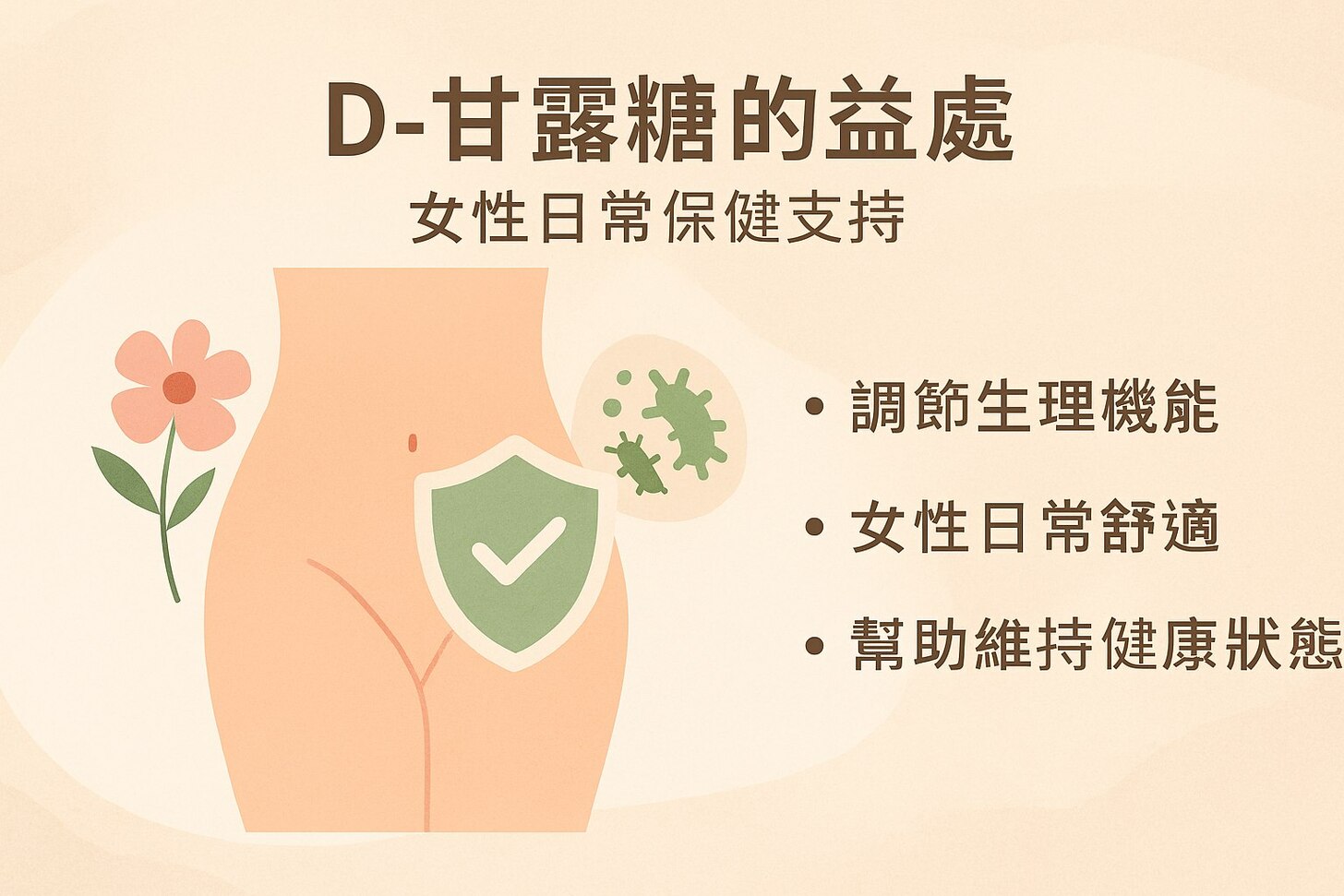 女性私密保養與D-甘露糖功效示意圖
