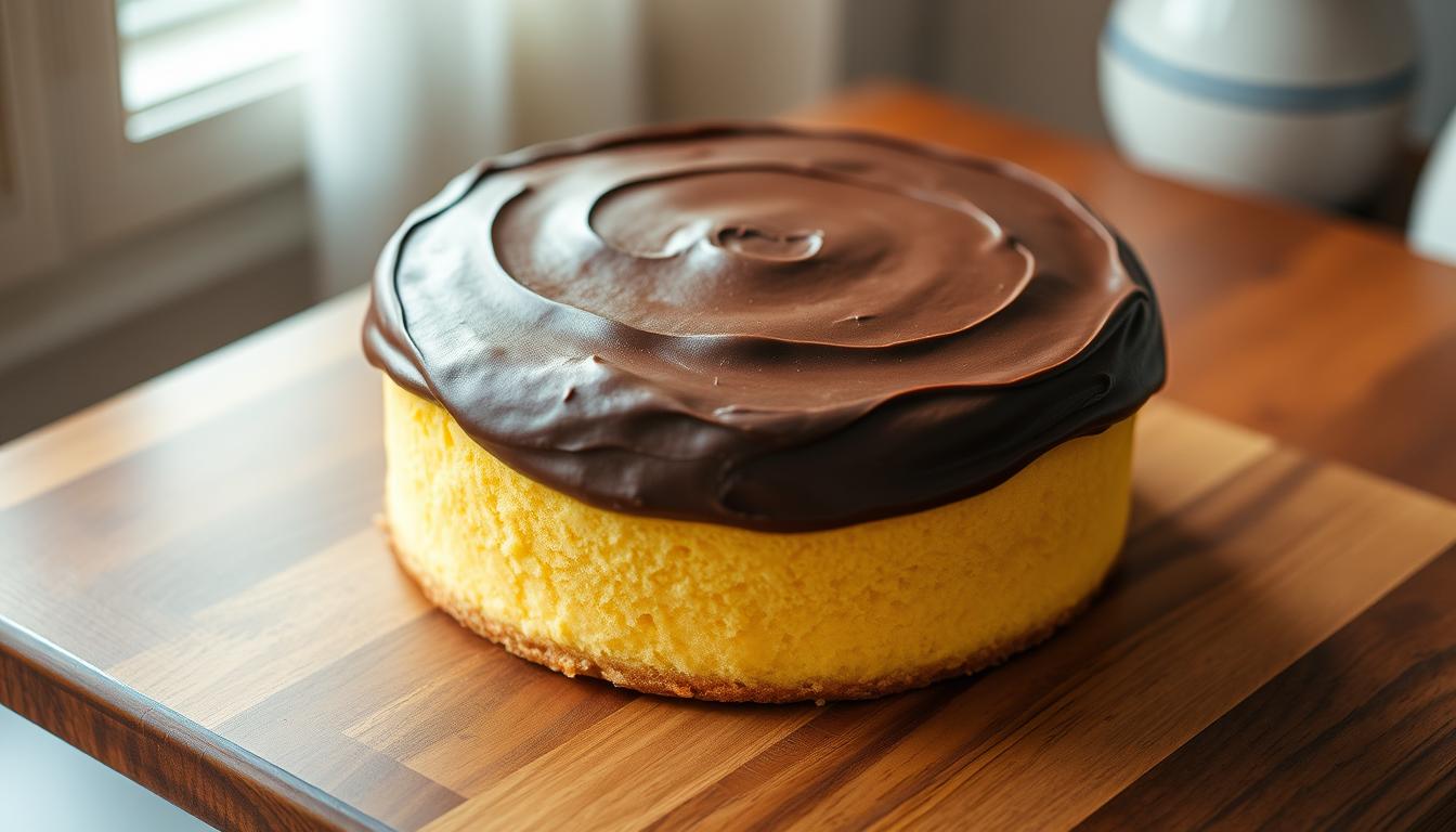 classic yellow cake with chocolate frosting