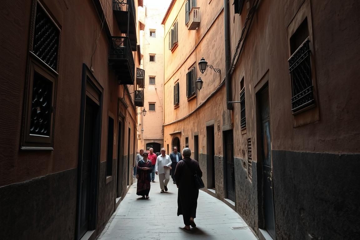 Narrow winding streets in the ancient Fez Medina with traditional architecture - unforgettable experiences in Morocco