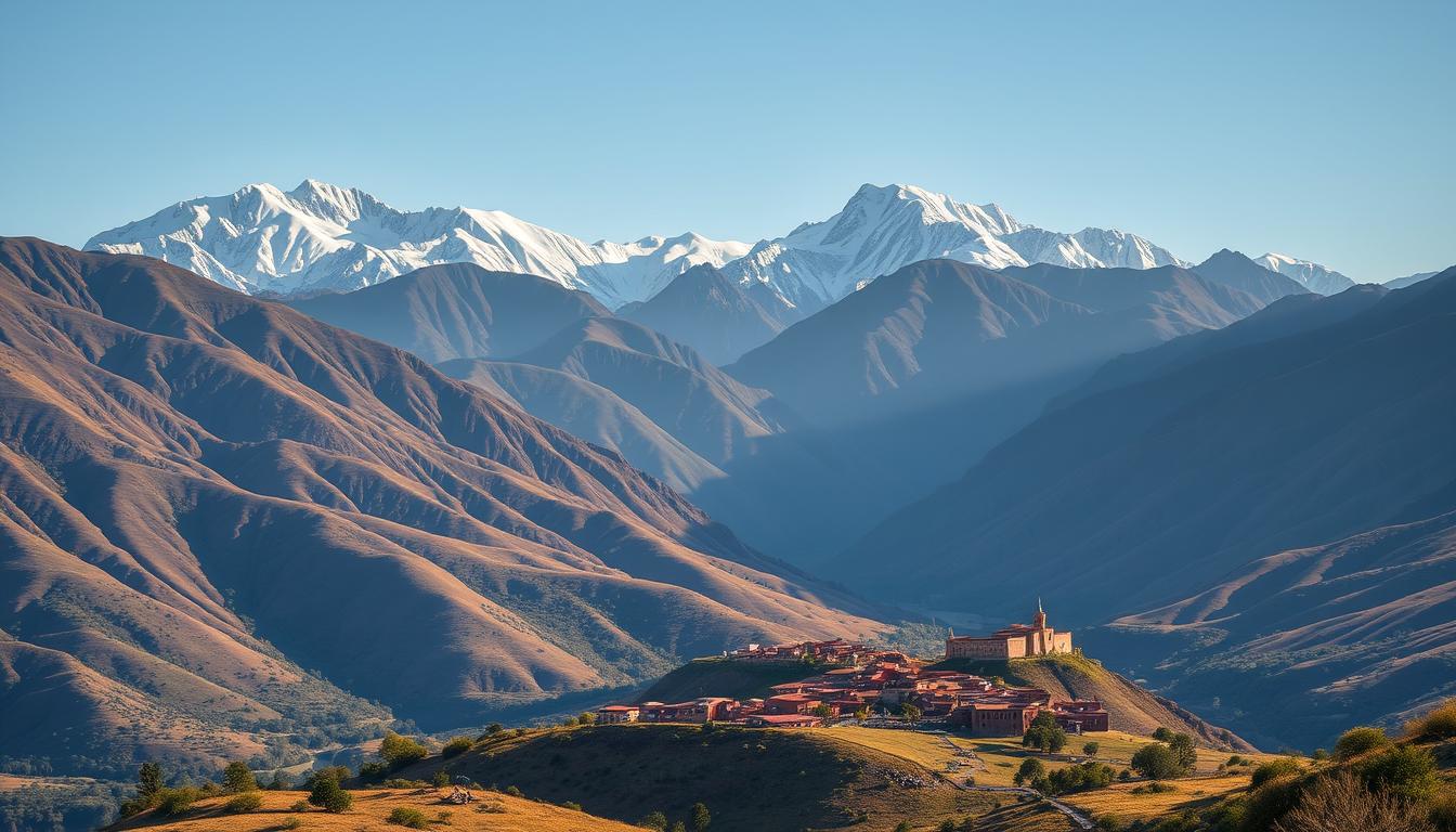 Snow-capped peaks of the Atlas Mountains in Morocco