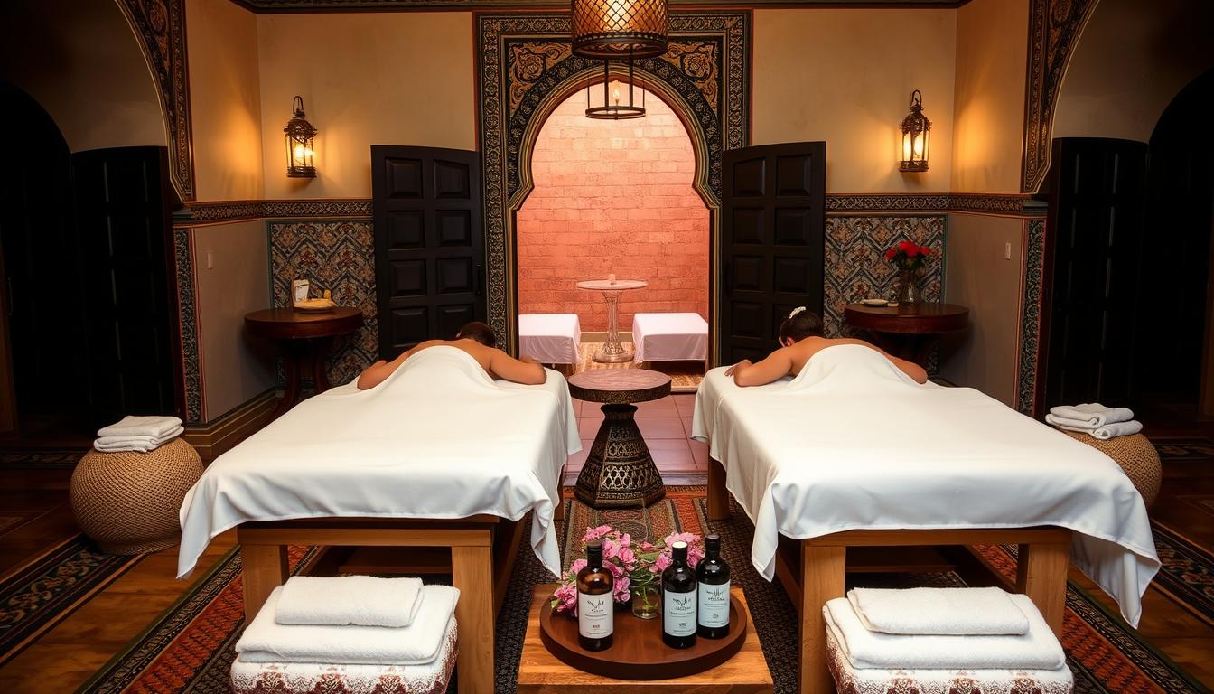 Couple's massage with argan oil in Romantic Morocco spa