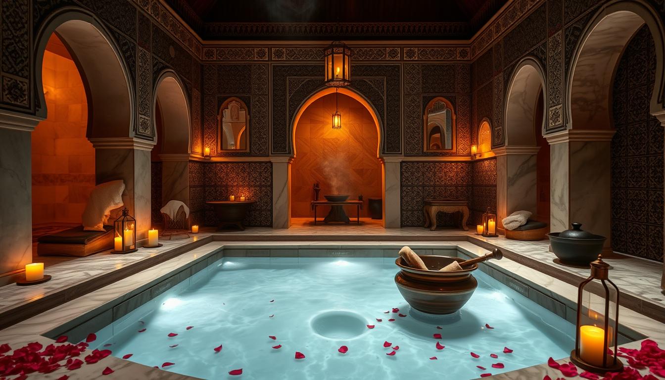 Couple enjoying traditional hammam spa treatment in Romantic Morocco