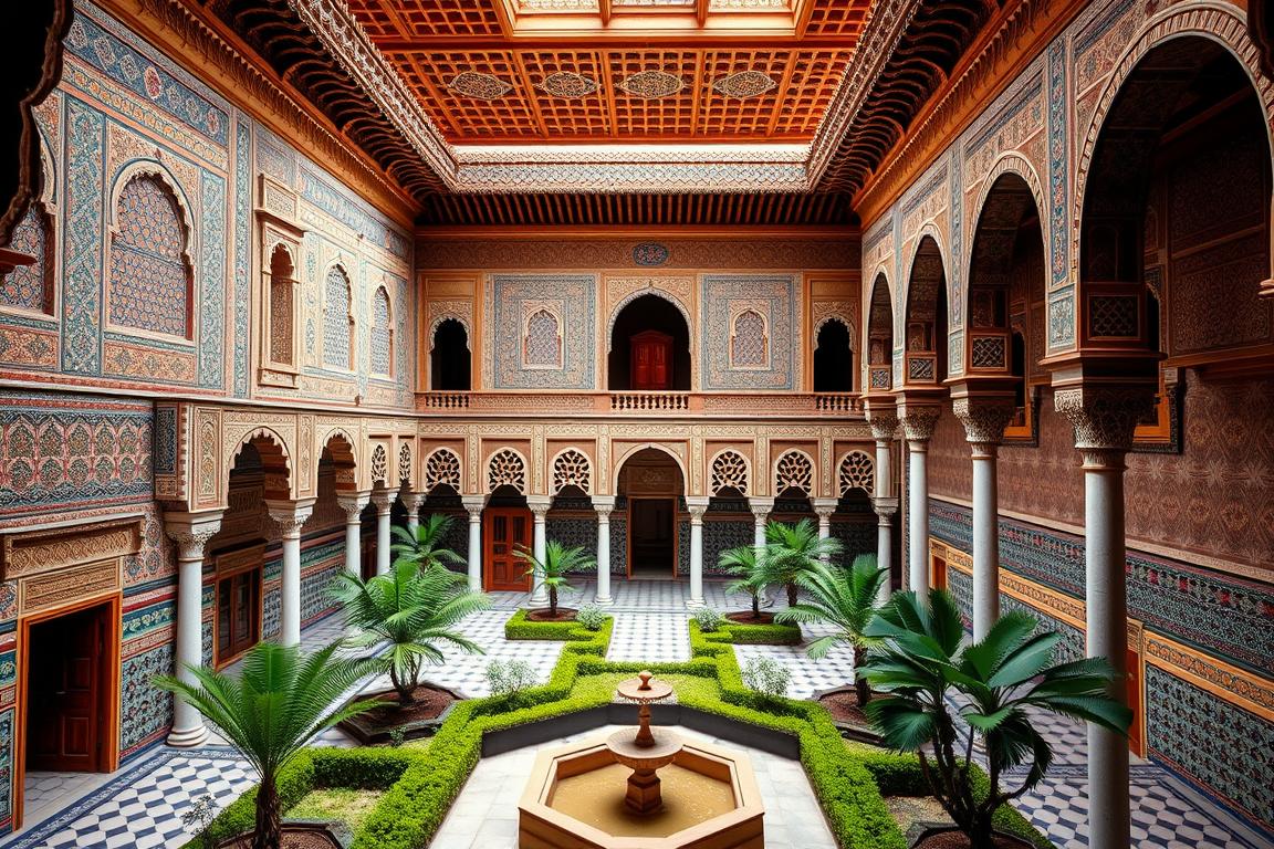 Bahia Palace intricate architecture and gardens in Marrakech, highlight of Morocco itinerary 7 days