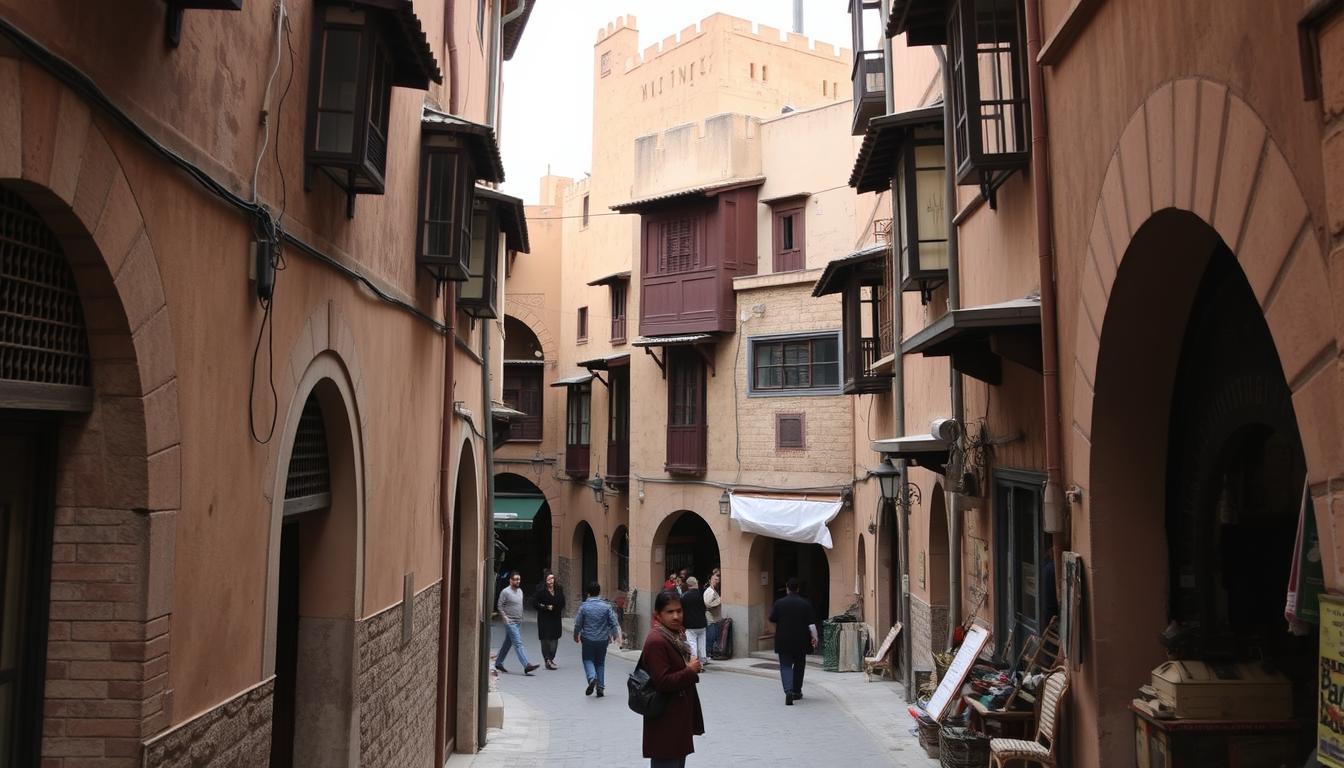 Ancient streets and architecture of Fes el-Bali medina in Morocco