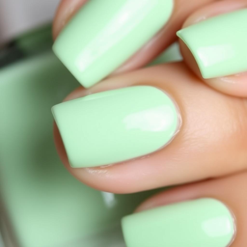 Unhas em tom verde menta
