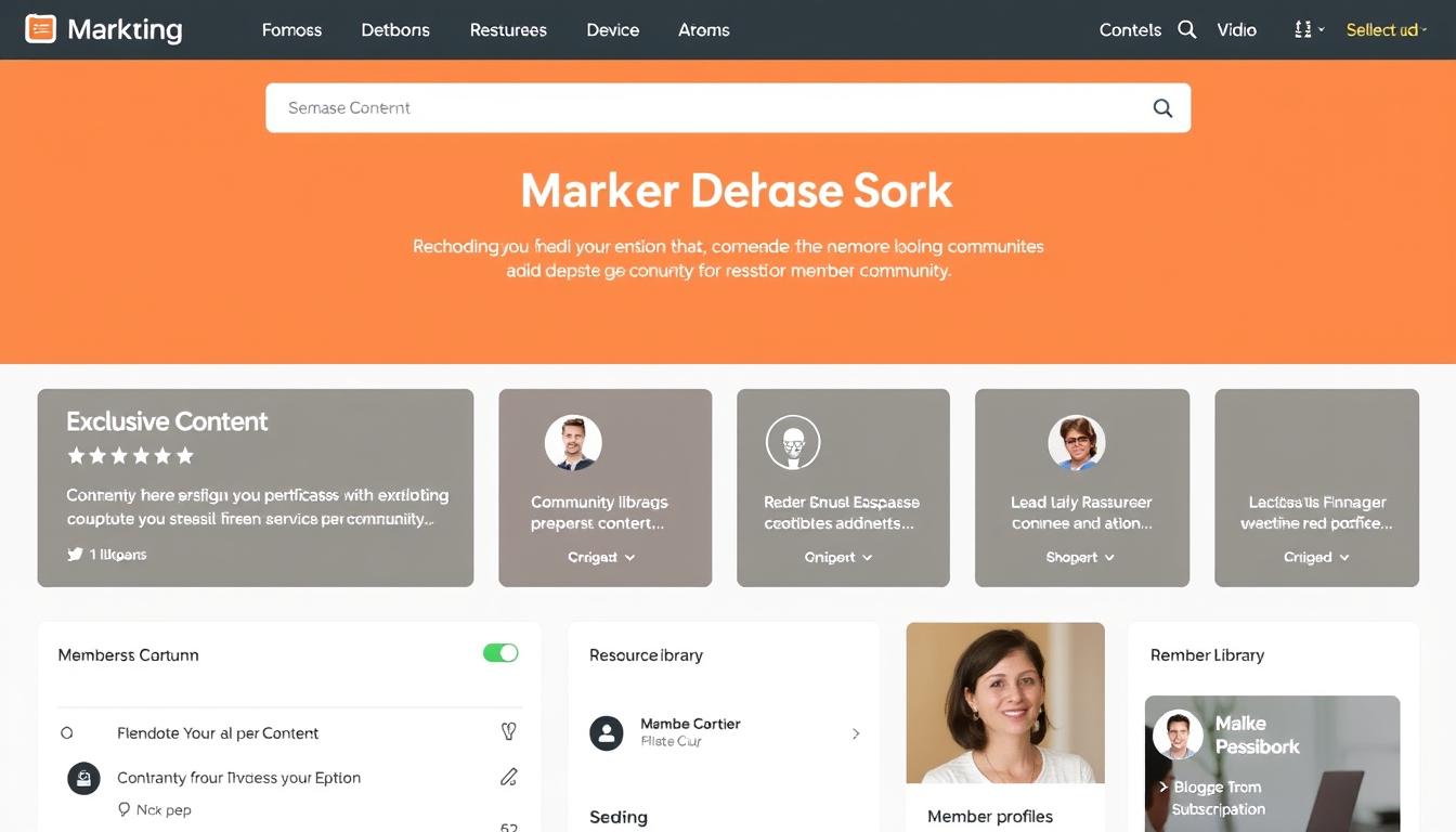 Membership community dashboard with exclusive content and forum