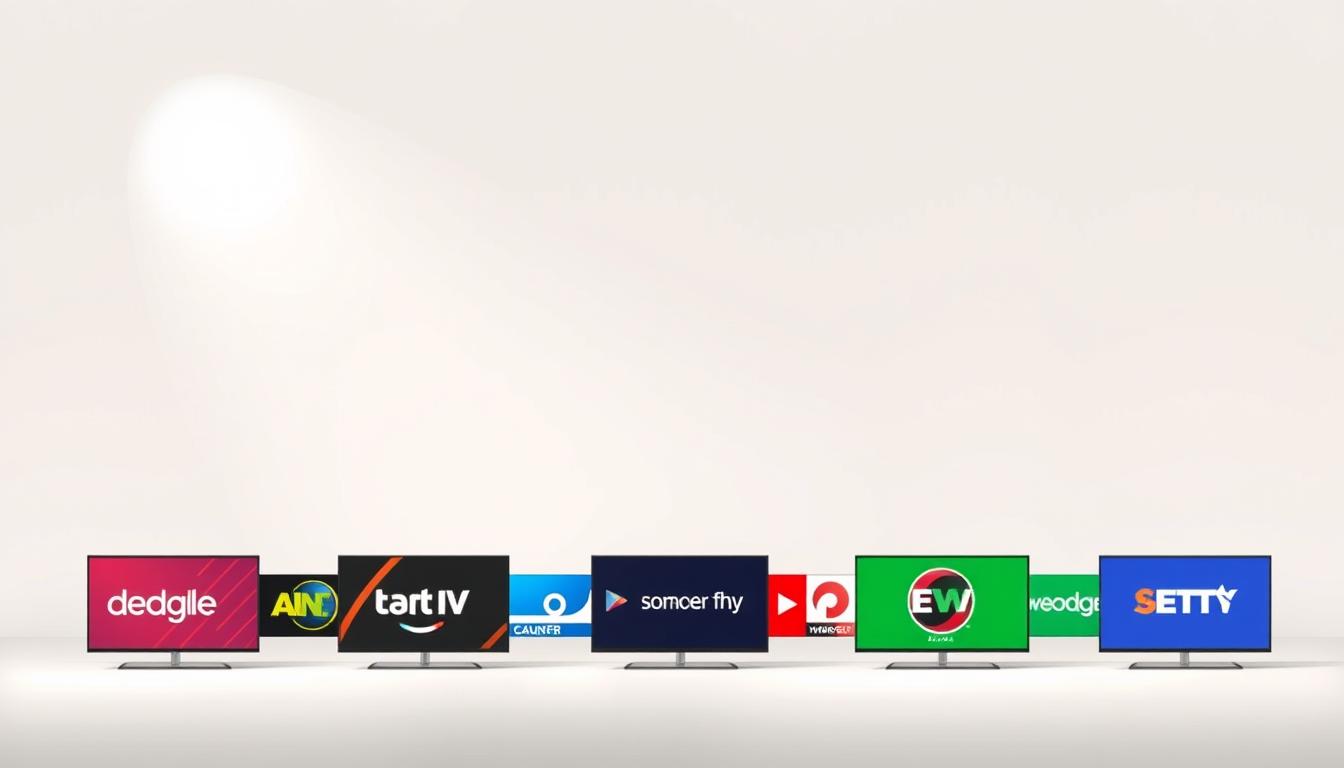 A modern, minimalist illustration showcasing a variety of high-quality IPTV channels from France. Set against a clean, neutral background, the composition features a grid of vibrant, crisp channel logos and icons, each neatly arranged and evenly spaced. The image conveys a sense of professionalism, reliability, and comprehensive IPTV service. Subtle lighting from the top left casts a soft, even glow across the scene, highlighting the clarity and vibrancy of the channel branding. The overall aesthetic is sleek, sophisticated, and immediately conveys the superior quality of the IPTV offering.