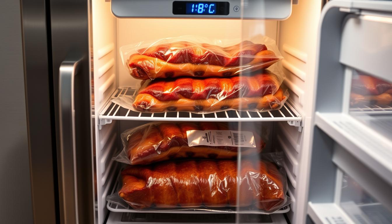 storing cooked pork ribs in the freezer
