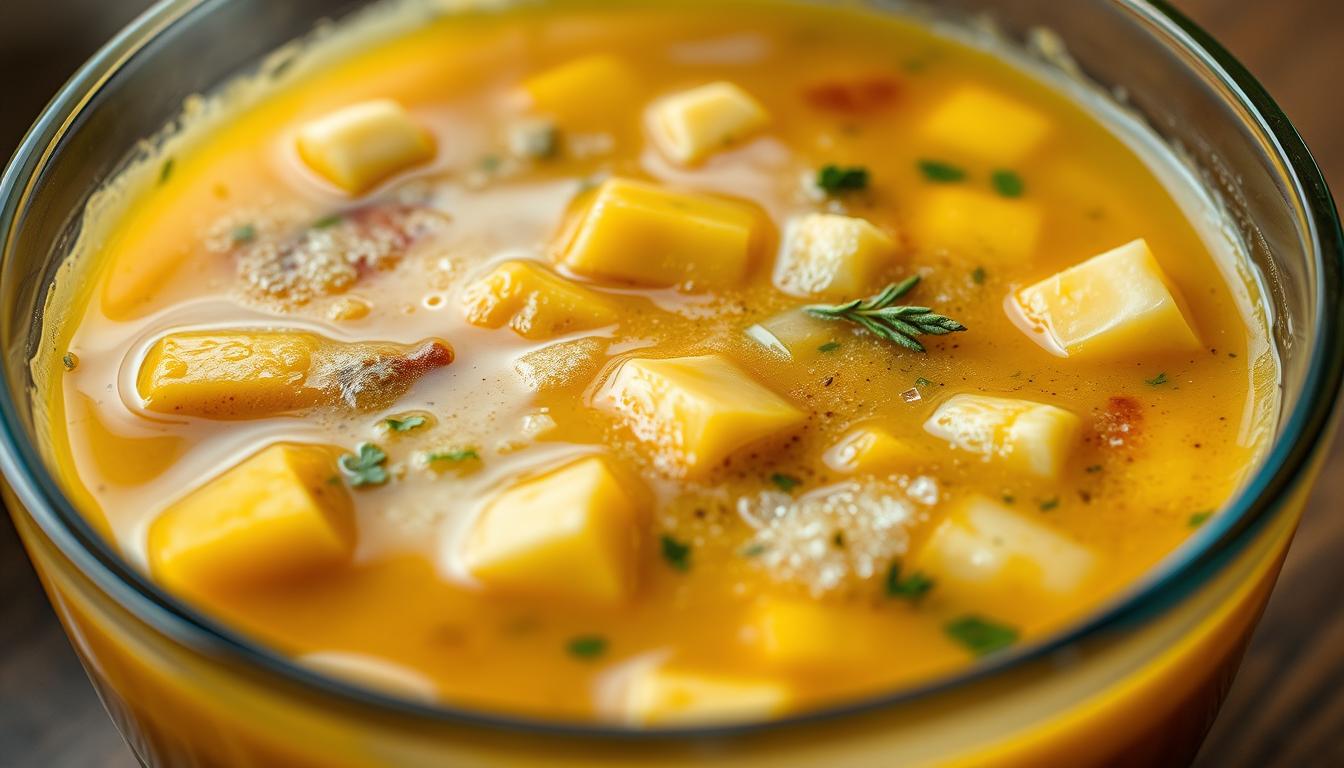freezing soup with cheese