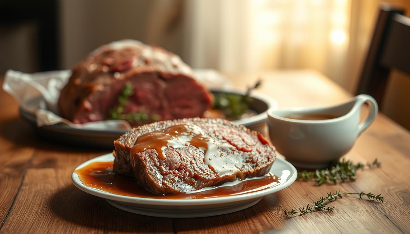 thawing frozen roast beef and gravy