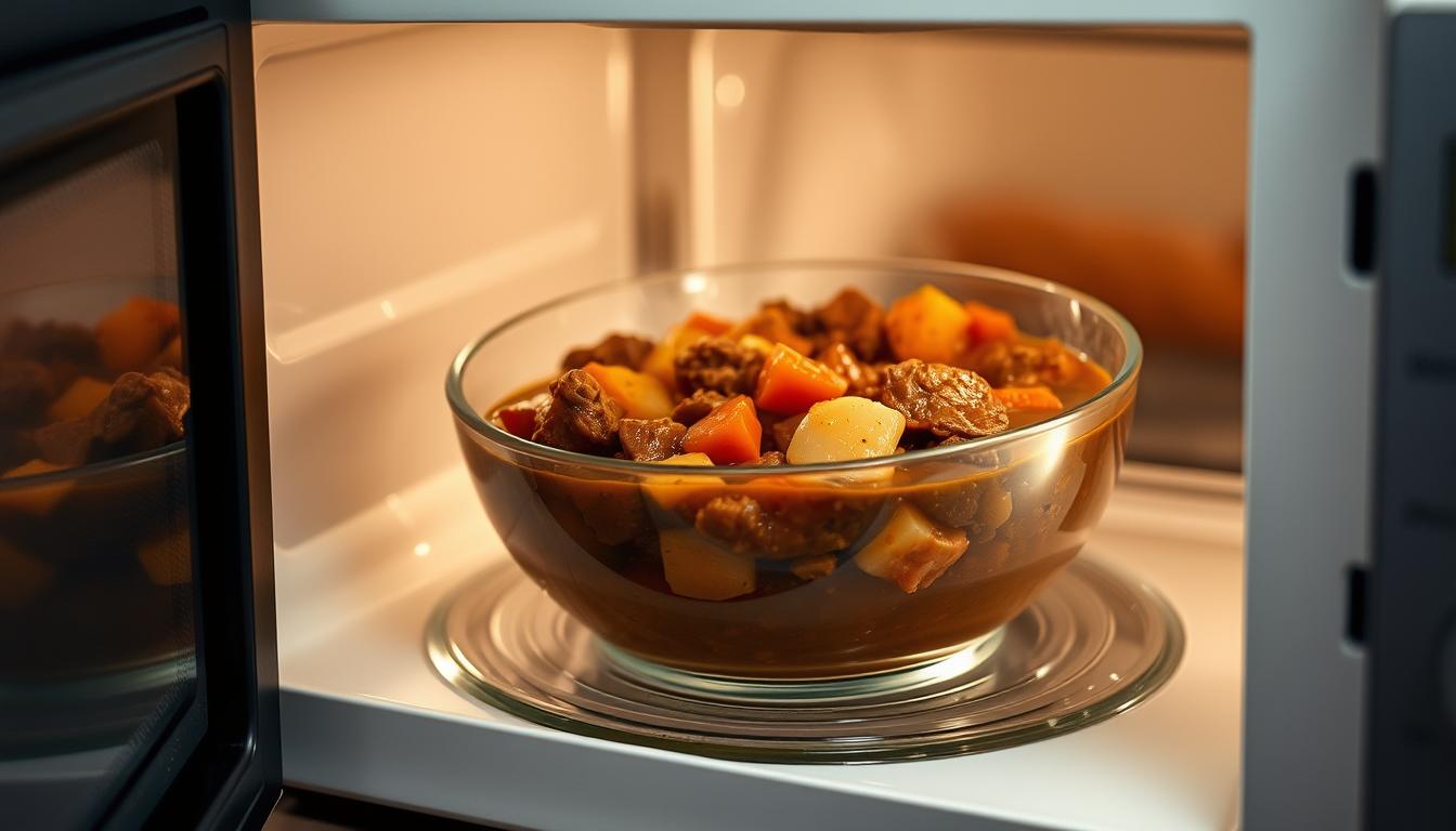 reheating frozen stew in microwave