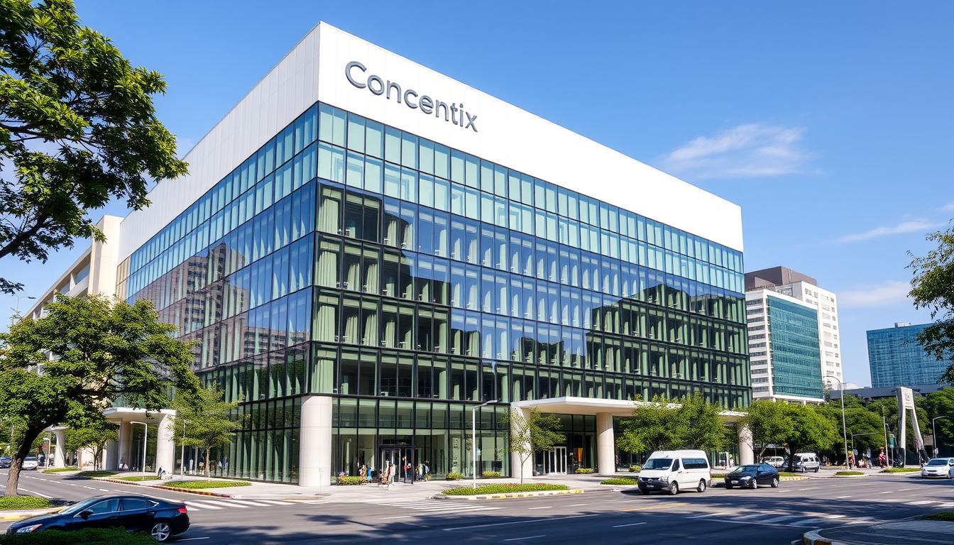 Concentrix Philippines headquarters in Quezon City with modern glass facade and company logo