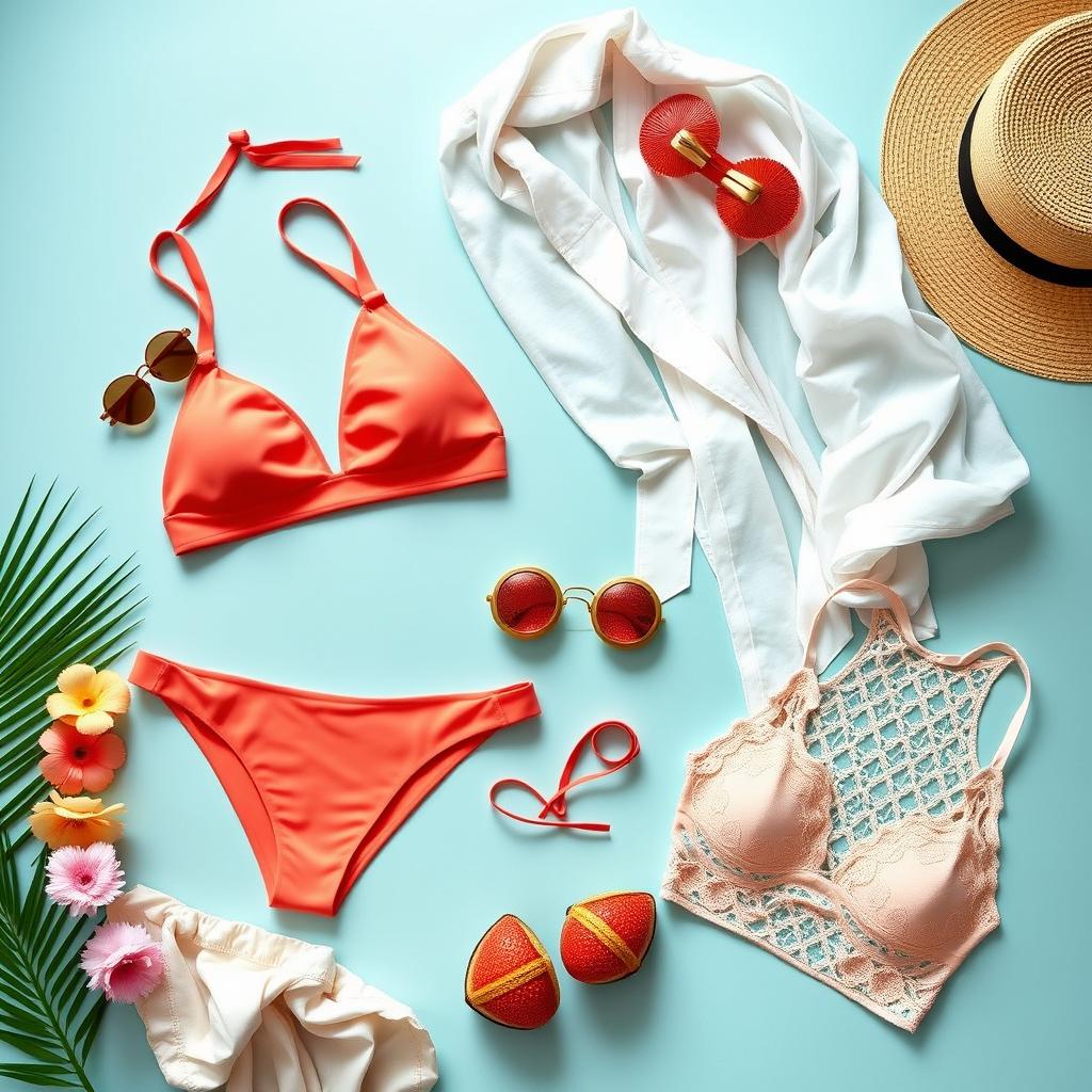 Summer styling for lingerie and swimwear with bright colors