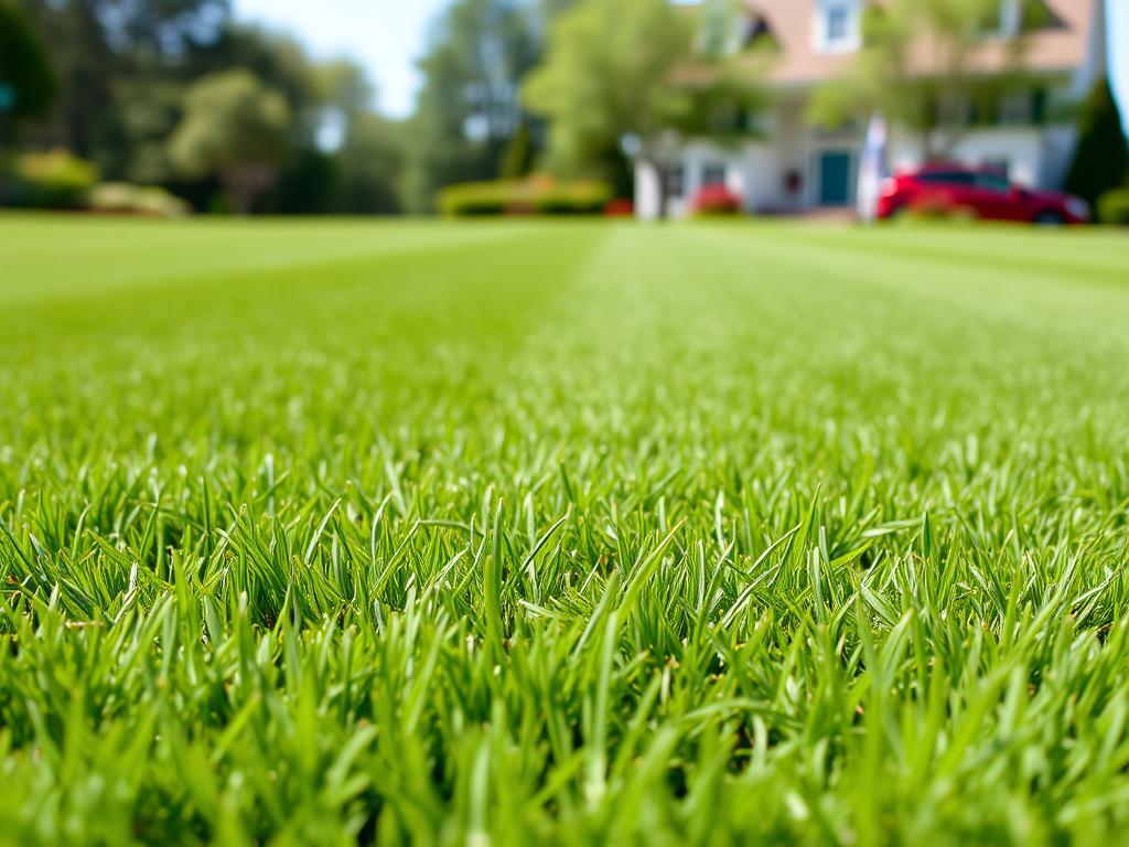 Professional lawn mowing service in Sudbury, MA with striped pattern